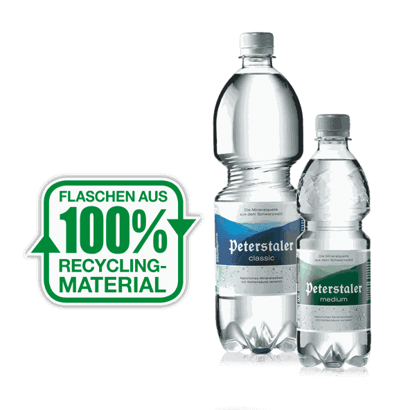 PET-Flaschen aus 100 Prozent Recycling-Material