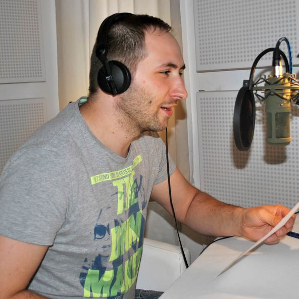 Matthias Müller beim Einsprechen des "Ich bin Peterstaler" Radiospots