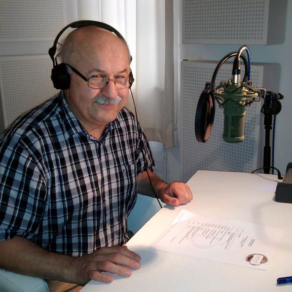 Alfred Huber beim Einsprechen des "Ich bin Peterstaler" Radiospots