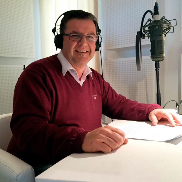 Klaus Weigel beim Einsprechen des "Ich bin Peterstaler" Radiospots